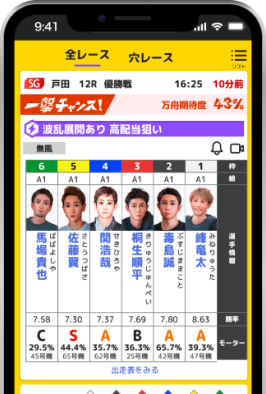 レースを選ぶ機能の紹介 スワイプ型